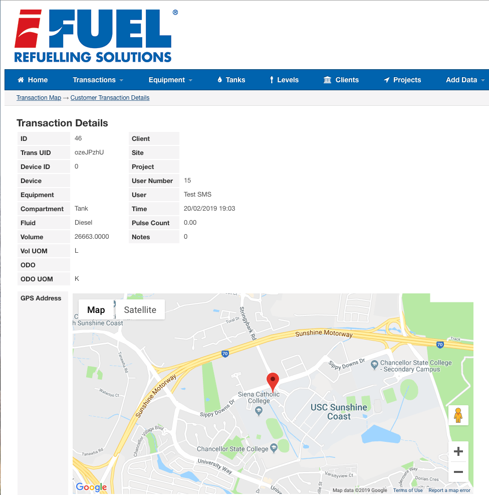 Detailed GPS Transaction Map